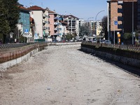 A general view shows the dryness and drought of the Navigli in Milan, Italy, on February 6, 2024. (