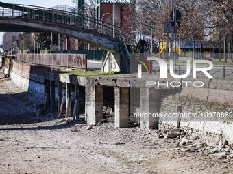 A general view shows the dryness and drought of the Navigli in Milan, Italy, on February 6, 2024. (