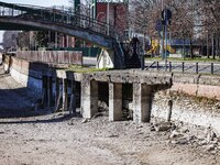 A general view shows the dryness and drought of the Navigli in Milan, Italy, on February 6, 2024. (