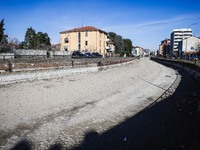 A general view shows the dryness and drought of the Navigli in Milan, Italy, on February 6, 2024. (