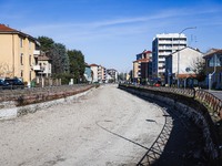 A general view shows the dryness and drought of the Navigli in Milan, Italy, on February 6, 2024. (