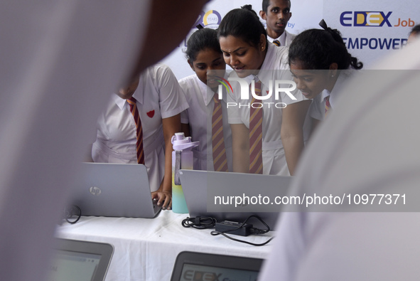 Sri Lankan school students are attending Sri Lanka's largest education exhibition in Colombo, Sri Lanka, on February 9, 2024. 