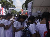 Sri Lankan school students are attending Sri Lanka's largest education exhibition in Colombo, Sri Lanka, on February 9, 2024. (