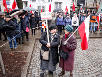 People, holding Polish national flags and anti-government banners, led by far right media - Gazeta Polska and TV Republica and Law and Justi...