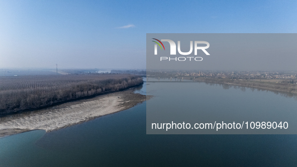 A view of the Po river near Ferrara, Italy, on February 2, 2024. The drought experienced in northern Italy in 2022 was unparalleled in over...