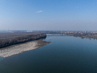 A view of the Po river near Ferrara, Italy, on February 2, 2024. The drought experienced in northern Italy in 2022 was unparalleled in over...