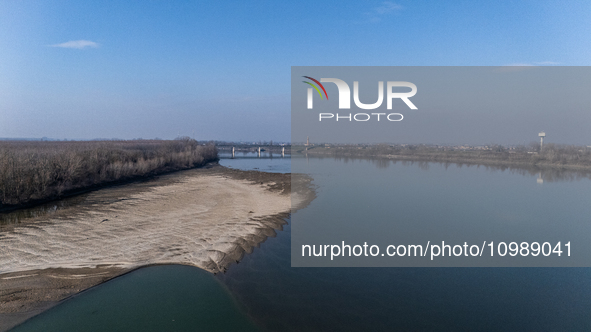 A view of the Po river near Ferrara, Italy, on February 2, 2024. The drought experienced in northern Italy in 2022 was unparalleled in over...