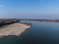 A view of the Po river near Ferrara, Italy, on February 2, 2024. The drought experienced in northern Italy in 2022 was unparalleled in over...