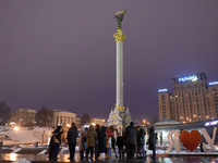 Activists are gathering in Maidan Nezalezhnosti in Kyiv, Ukraine, on February 10, 2024, to show their support for General Valerii Zaluzhnyi,...