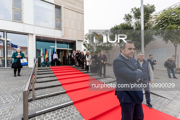 Nicosia Mayor, Constantinos Yiorkadjis, is waiting for the arrival of Frank-Walter Steinmeier in Nicosia, Cyprus, on February 12, 2024. The...