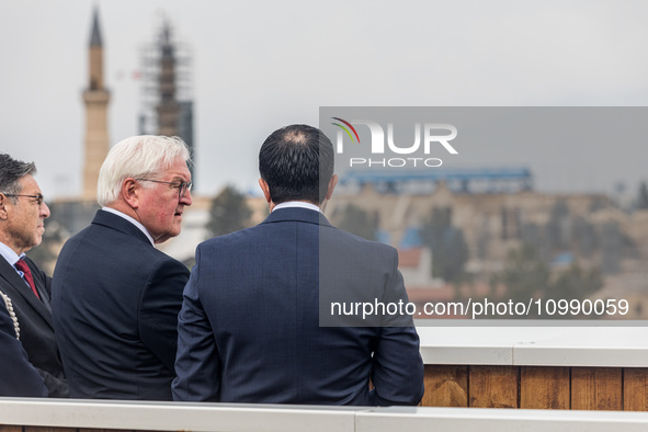 Nikos Christodoulides is showing Frank-Walter Steinmeier the divided city of Nicosia, Cyprus, on February 12, 2024. The President of Germany...