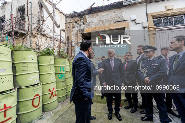 President Frank-Walter Steinmeier of Germany is being guided through the divided city of Nicosia, Cyprus, by President Nikos Christodoulides...