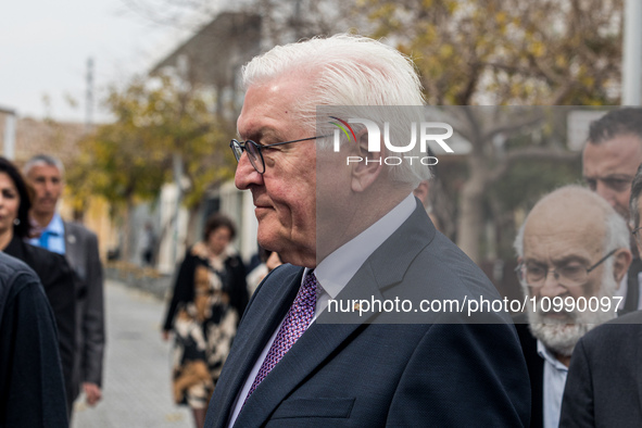 President Frank-Walter Steinmeier of Germany is touring the old city of Nicosia, Cyprus, on February 12, 2024, accompanied by President Niko...