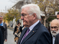 President Frank-Walter Steinmeier of Germany is touring the old city of Nicosia, Cyprus, on February 12, 2024, accompanied by President Niko...