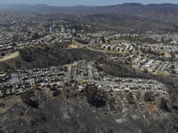 An aerial view is showing Villa Independencia, an area affected by the Valparaiso mega forest fire. (