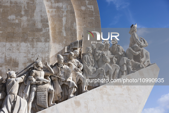 A view of the Monument of the Discoveries in Lisbon, Portugal on February 12, 2024. 