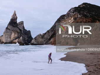 A view of the Ursa Beach in Sintra, Portugal on February 12, 2024. (