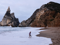 A view of the Ursa Beach in Sintra, Portugal on February 12, 2024. (