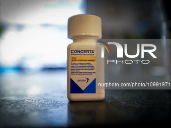 Concerta pills ADHD medication are seen in this illustration photo in Warsaw, Poland on 13 February, 2024. (