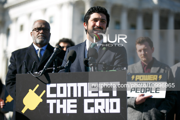 Rep. Greg Casar (D-TX) speaks at a press conference outside of the U.S. Capitol building in Washington, D.C. on February 14, 2024, announcin...