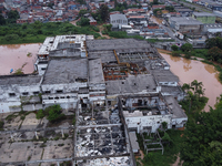 Intense rain is causing disruption in the cities of Carapicuiba and Itapevi, in Sao Paulo, Brazil, on April 13, 2023, leading to several poi...