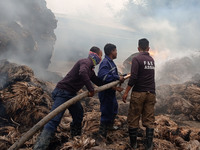 Firefighters are extinguishing a fire that has broken out at a Jute Corporation of India godown in the Bhuragaon area of Morigaon district,...