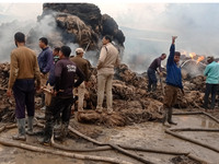 Firefighters are extinguishing a fire that has broken out at a Jute Corporation of India godown in the Bhuragaon area of Morigaon district,...