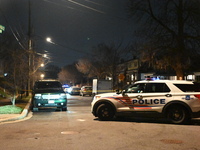 Law enforcement is present on Hanna Place Southeast in Washington, DC, United States, on February 15, 2024. Police are on the scene with an...