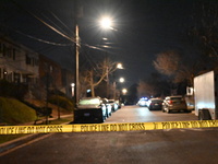 Law enforcement is present on Hanna Place Southeast in Washington, DC, United States, on February 15, 2024. Police are on the scene with an...