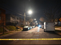 Law enforcement is present on Hanna Place Southeast in Washington, DC, United States, on February 15, 2024. Police are on the scene with an...