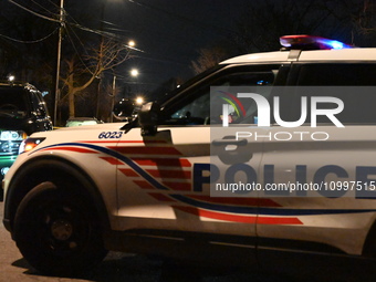 Law enforcement is present on Hanna Place Southeast in Washington, DC, United States, on February 15, 2024. Police are on the scene with an...