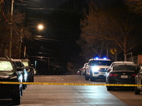 Law enforcement is present on Hanna Place Southeast in Washington, DC, United States, on February 15, 2024. Police are on the scene with an...