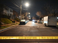 Law enforcement is present on Hanna Place Southeast in Washington, DC, United States, on February 15, 2024. Police are on the scene with an...