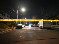 Law enforcement is present on Hanna Place Southeast in Washington, DC, United States, on February 15, 2024. Police are on the scene with an...