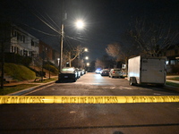 Law enforcement is present on Hanna Place Southeast in Washington, DC, United States, on February 15, 2024. Police are on the scene with an...