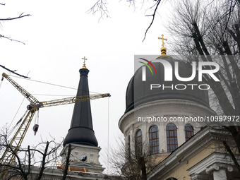 The Transfiguration Cathedral is being rebuilt in Odesa, Ukraine, on February 14, 2024. This largest church in Odesa was destroyed by a Russ...