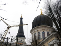 The Transfiguration Cathedral is being rebuilt in Odesa, Ukraine, on February 14, 2024. This largest church in Odesa was destroyed by a Russ...