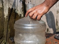 A Man Collects Drinking Water From A Local Deep Water Tap At Sayedabad In Dhaka, Bangladesh On February 16, 2024. Locals Said That The Water...