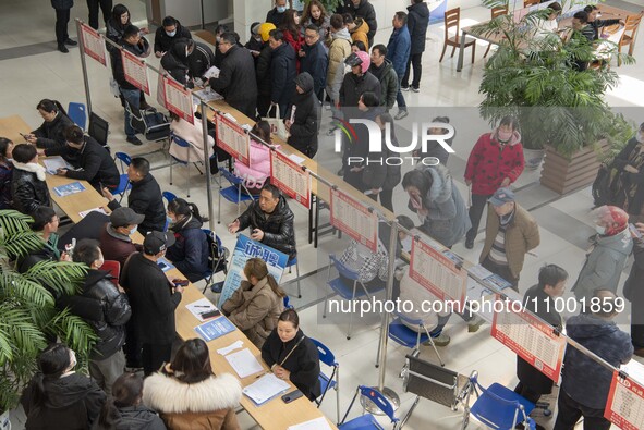 Job seekers are exchanging employment information with employers at the large-scale human resources trade fair in Haian, East China's Jiangs...