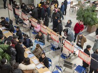 Job seekers are exchanging employment information with employers at the large-scale human resources trade fair in Haian, East China's Jiangs...