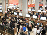 Job seekers are exchanging employment information with employers at the large-scale human resources trade fair in Haian, East China's Jiangs...