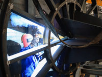 A worker is performing welding at the production workshop of Nanjing Changjiang Industrial Furnace Technology Group Co., Ltd. in Nanjing, Ji...