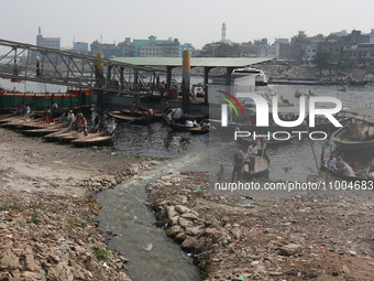 A view of the Buriganga River, in Dhaka, Bangladesh on February 18, 2024, reveals it as one of the most polluted rivers in the world. Thousa...