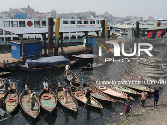 A view of the Buriganga River, in Dhaka, Bangladesh on February 18, 2024, reveals it as one of the most polluted rivers in the world. Thousa...