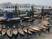 A view of the Buriganga River, in Dhaka, Bangladesh on February 18, 2024, reveals it as one of the most polluted rivers in the world. Thousa...