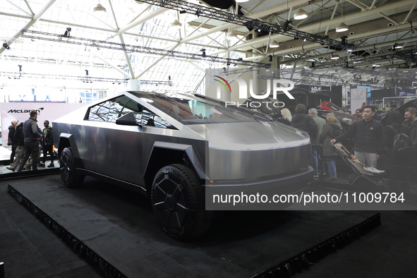 The Tesla Cybertruck is on display at the Canadian International Auto Show in Toronto, Canada, on February 19, 2024. 