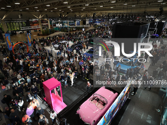 People are visiting the 2024 Canadian International Auto Show in Toronto, Canada, on February 19, 2024. (