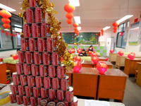 Students are setting up a classroom for Grade 2 to create a warm environment for the start of the school year at Yuanqian Primary School in...