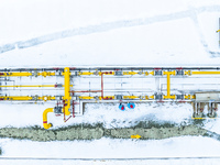 Workers are conducting a safety inspection of gas facilities and equipment at the Gas Gate station in Donghai County, Lianyungang city, East...