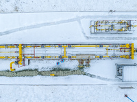 Workers are conducting a safety inspection of gas facilities and equipment at the Gas Gate station in Donghai County, Lianyungang city, East...